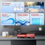 Dumfume 24V 100Ah LiFePO4 Battery for Off-Grid