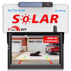 AUTO-VOX Wireless Solar Rearview Camera with HD Display