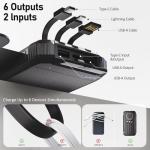 Portable Charger 20000mAh Solar Power Bank Built-in 3 Cables and Wireless Charging Battery Pack Compatible for iPhone, Samsung, IPX5 Waterproof, Bright Flashlight Perfect for Camping, Hiking, Outdoor