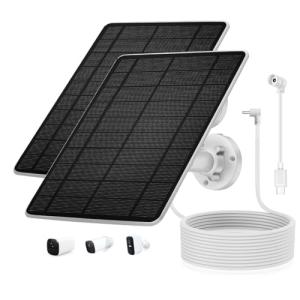 Solar Panel 5W Compatible Camera Essential 2K Outdoor(2nd Gen) Essential Spotlight Camera, for Spotlight Cam Plus/Pro, 13ft Cable IP66 Waterproof with Type-C to DC Adapter -2Pack