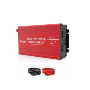ALLWEI Pure Sine Wave Inverter - 1000 Watt Inverters 12V DC to 110V/120V AC Converter for Home, RV, Truck, Off-Grid Solar, Car Power Inverter with 2 Sockets, Power Inverters for Vehicles, 2000W Peak
