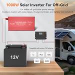 ALLWEI Pure Sine Wave Inverter - 1000 Watt Inverters 12V DC to 110V/120V AC Converter for Home, RV, Truck, Off-Grid Solar, Car Power Inverter with 2 Sockets, Power Inverters for Vehicles, 2000W Peak
