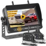 Wireless Backup Camera System, 2 HD 1080P Cameras with 7" IPS Touch Screen Monitor, IP69 Waterproof, IR Night Vision, 4 Channels Loop Recording for Truck, RV, Trailer, Car and Camper