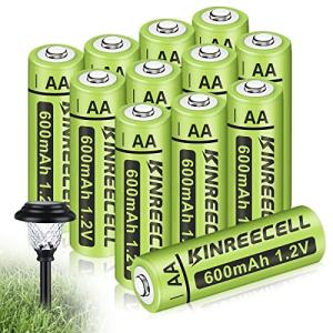 KINREECELL 600mAh Rechargeable AA Solar Batteries 12-Pack