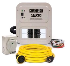 Champion Power Equipment 50-Amp Indoor-Rated Manual Transfer Switch with 30-Foot Generator Power Cord and Weather-Resistant Power Inlet Box