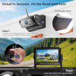 ZEROXCLUB Magnetic Wireless RV Backup Camera System: 7" HD 1080P DVR Monitor with 2-Rear Camera, DVR Monitor & IR Night Vision, Portable Rechargeable Camera for RV/Trailer/Fifth Wheels/Camper BC702