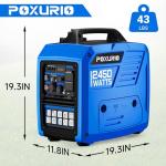 POXURIO 2450-Watt Dual Fuel Inverter Generator for Home Use, 1.6Gallon Large Fuel Tank Up to 8.3 Hours Use, 120V Gas Powered Generator Super Quiet - EPA Compliant