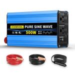 SUNWHEEL 500W Pure Sine Wave Inverter, 12V DC to 110V/120V AC Car Power Inverter with 2 AC outlets and LCD Display