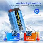 SUNWHEEL 500W Pure Sine Wave Inverter, 12V DC to 110V/120V AC Car Power Inverter with 2 AC outlets and LCD Display