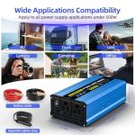 SUNWHEEL 500W Pure Sine Wave Inverter, 12V DC to 110V/120V AC Car Power Inverter with 2 AC outlets and LCD Display