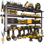 Spampur 420LB Capacity Power Tool Organizer with Charging Station & 6 Outlets | Quick Assembly 4-Layer Heavy Duty Rack for Drills & Batteries | Ultimate Garage Storage & Christmas Gift for Men