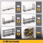 Spampur 420LB Capacity Power Tool Organizer with Charging Station & 6 Outlets | Quick Assembly 4-Layer Heavy Duty Rack for Drills & Batteries | Ultimate Garage Storage & Christmas Gift for Men