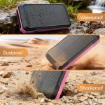 Wreaoves Solar Power Bank 33800mAh Wireless Portable Charger with Built-in 4 Cables, Fast Charging Battery Pack with 7 Outputs,4 Inputs, LED Camping Flashlight,Compass