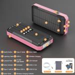 Wreaoves Solar Power Bank 33800mAh Wireless Portable Charger with Built-in 4 Cables, Fast Charging Battery Pack with 7 Outputs,4 Inputs, LED Camping Flashlight,Compass