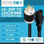 IronBox Electric 10A Locking Power Cord - 3 Feet