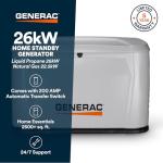Generac 26kW Home Standby Generator with Transfer Switch