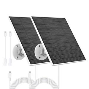 Solar Panel for Eufy Outdoor Camera, Camera Solar Panel Charger Compatible with Eufycam, Continuous Power Supply, 5W Solar Panel with 9.8ft Charging Cable, IP65 Waterproof, 2 Pack
