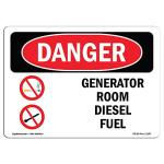 OSHA Danger Sign - Generator Room Diesel Fuel | Decal | Protect Your Business, Construction Site, Warehouse & Shop Area | Made in The USA