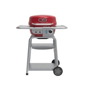 Charbroil 3-in-1 Dual Fuel Outdoor Bistro Pro Electric Grill & Griddle + Charcoal Mode BBQ, Red - 25302146