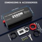 2500W Sump Pump Battery Backup System, Pure Sine Wave Inverter Charger with 25A Fast Charging, Auto Transfer Switch for Basement Flood Protection During Outages, LCD Remote, 12V Deep Cycle Compatible