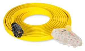 Wen 125V/250V 30-Amp 10-Gauge Flattened Under-Door Generator Extension Cord Splitter, 25-Foot (converts L14-30R to Four 5-20R outlets) (PC1420F)