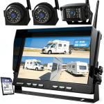 ZEROXCLUB 1080P Wireless Backup Camera System with 10 Inch DVR 3 Split Monitor, IP69 Waterproof Stable Signal Record Wireless 1 Rear and 2 Side View Cameras for RV Truck Trailer Camper (BW103SL-M)
