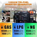 GENMAX 10500W Tri-Fuel Inverter Generator with ATS