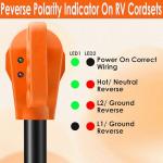 Ficstar 50 Amp Generator Cord 15 ft, Heavy Duty 6/3+8/1 STW AWG 50 Amp RV Extension Cord with 90° Grip Handle Twist Lock, NEMA 14-50P to SS2-50R with Polarity Lamp and Power Indicator