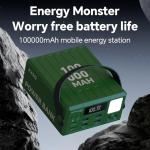 High Capacity Power Bank 100000mAh Fast Charging 22.5W PD 20W Portable USB C Battery Packs with 7 Outputs & LCD Display Battery Bank for iPhone, Samsung, iPad ,Macbook & Outdoors Camping (GREEN)