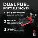 Gas One 12,000 BTU Propane or Butane Stove GS-3100P Portable Dual Fuel Camping Stove Burner - Patented - with Carrying Case - Metallic Finish