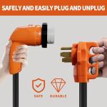 Ficstar 50 Amp Generator Cord 15 ft, Heavy Duty 6/3+8/1 STW AWG 50 Amp RV Extension Cord with 90° Grip Handle Twist Lock, NEMA 14-50P to SS2-50R with Polarity Lamp and Power Indicator