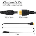 GELRHONR DC 8mm Male to XT60 Female Solar Panel Adapter Power Cable,14AWG DC7909 to XT60 Connector Jack Cable for Solar Generator Portable Power Station 1M (Balck - 1M - XT60 Female to DC7909 Male)