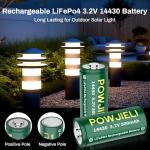 POWJIELI 14430 LiFePO4 500mAh 3.2V Rechargeable Solar Batteries (4-Pack) for Solar Garden Lights,Toothbrush,Flashlight, Shaver(NOT AA Battery)