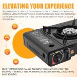 GDIFLS Portable Camping Stove｜24,000 BTU Dual Burner Gas Grill w/Removable Case｜Compact 24.8" Outdoor Cooker for RV Tailgating｜Stainless Steel 2-Burner Propane Stove