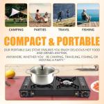 GDIFLS Portable Camping Stove｜24,000 BTU Dual Burner Gas Grill w/Removable Case｜Compact 24.8" Outdoor Cooker for RV Tailgating｜Stainless Steel 2-Burner Propane Stove