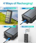 LATIMERIA 45800mAh Solar Charger Power Bank, Portable Phone Charger with 5V3.1A QC 3.0 Fast Charging, Solar Panel USB C in/Output for Cellphone, External Battery Pack with Dual Flashlights for Hiking