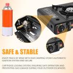 GDIFLS Portable Camping Stove｜24,000 BTU Dual Burner Gas Grill w/Removable Case｜Compact 24.8" Outdoor Cooker for RV Tailgating｜Stainless Steel 2-Burner Propane Stove