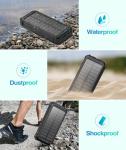 LATIMERIA 45800mAh Solar Charger Power Bank, Portable Phone Charger with 5V3.1A QC 3.0 Fast Charging, Solar Panel USB C in/Output for Cellphone, External Battery Pack with Dual Flashlights for Hiking