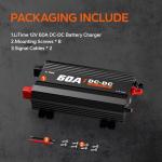 LiTime 12V 60A DC to DC Charger for 14.6V LiFePO4 Lithium Lead Acid AGM Gel Batteries, 3-Stage Fast Battery Charger for RVs, Campers, Trailers, Solar System, Home Backup and Off-Grid