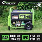 Green-Power America Dual Fuel Portable Generator 10000 Watt,Gas or Propane Powered,Electric Start, Home Back Up & RV Ready