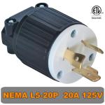 Nema L5-20P Generator Locking Plug, Twist Lock L5-20P Plug,20A 125V, 2 Pole 3 Wire Heavy-Duty Industrial Assembled AC Power Connector,Heavy Duty Plug for Generators, ETL Certified (2, Black+White)
