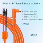 XRDS -RF Solar Panel to DC 8mm Adapter Cable 10FT, Solar Connector to DC7909/8020 Male Plug Extension Cord, 12AWG+14AWG Tinned Copper Wire Compatible with Portable Power Station