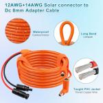 XRDS -RF Solar Panel to DC 8mm Adapter Cable 10FT, Solar Connector to DC7909/8020 Male Plug Extension Cord, 12AWG+14AWG Tinned Copper Wire Compatible with Portable Power Station