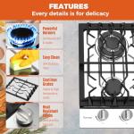 TOPWISH 12 Inch Gas Cooktop, 2 Burner Gas Stove Built-in Propane Stove Top with LPG/NG Convertible Dual Fuel Hob 18000BTU, Stainless Steel Stovetop Thermocouple Protect for Kitchen, Apartments, Rvs