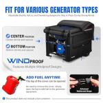 28x28x26 Inch Generator Cover. Available in 25/27/28/30/32/38 Inches. 900D Heavy-Duty Oxford Fabric with Advanced Windproof Buckles.Open top to add fuel. Suitable for Most 7000-10000W Generator.Black