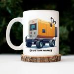 Personalized Towable Generator Vehicle Coffee Mug – Custom Name Ceramic Cup, Unique Gift for Drivers, Mechanics, Car Lovers, Father's Day, Birthday, Christmas, Boys Birthday zVyaSE