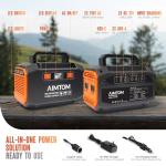 AIMTOM 200W Portable Power Station with 30W Solar Panel Bundle – 173Wh Lithium Battery, 250W Peak AC, USB-A, USB-C and 12V DC Outputs, High-Efficiency Solar Generator for Camping RV Emergency Backup