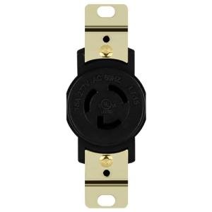 ENERLITES NEMA L7-15R Flush Mounting Locking Receptacle for Generator, Twist Lock Outlet, 15 Amp, 277 Volt, 2 Pole, 3 Wire Grounding, Industrial Grade, UL Listed, 66480-BK, Black