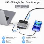 6-in-1 Charging Station USB C Power Strip with 5ft Cord and Plug,135W GaN-IV USB C Charger Block,2 AC Outlets,2 USB-A,2 USB-C for MacBook,iPhone 16/15/14,Fast Charging Desktop Charger for Office,Home