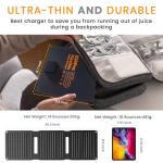 FlexSolar 20W Solar Panel Charger 5V USB-A USB-C Output Portable Foldable Small Power IP67 Waterproof Camping Backpacking Hiking Emergency for Phones Power Banks Flashlight Fans